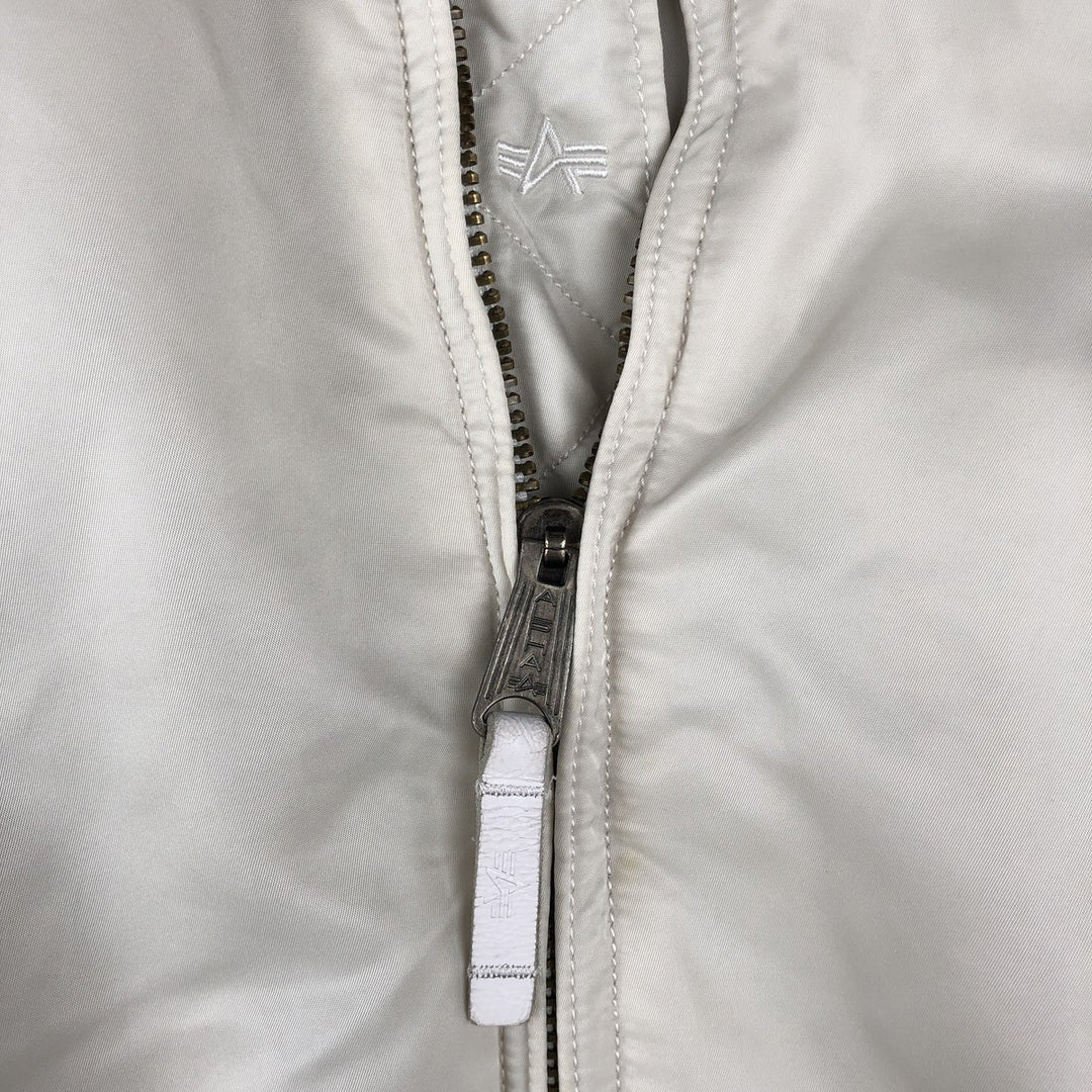 Civilian Alpha MA-1 style padded military flight jacket, men's size M Nylon white type Vintage Second Hand