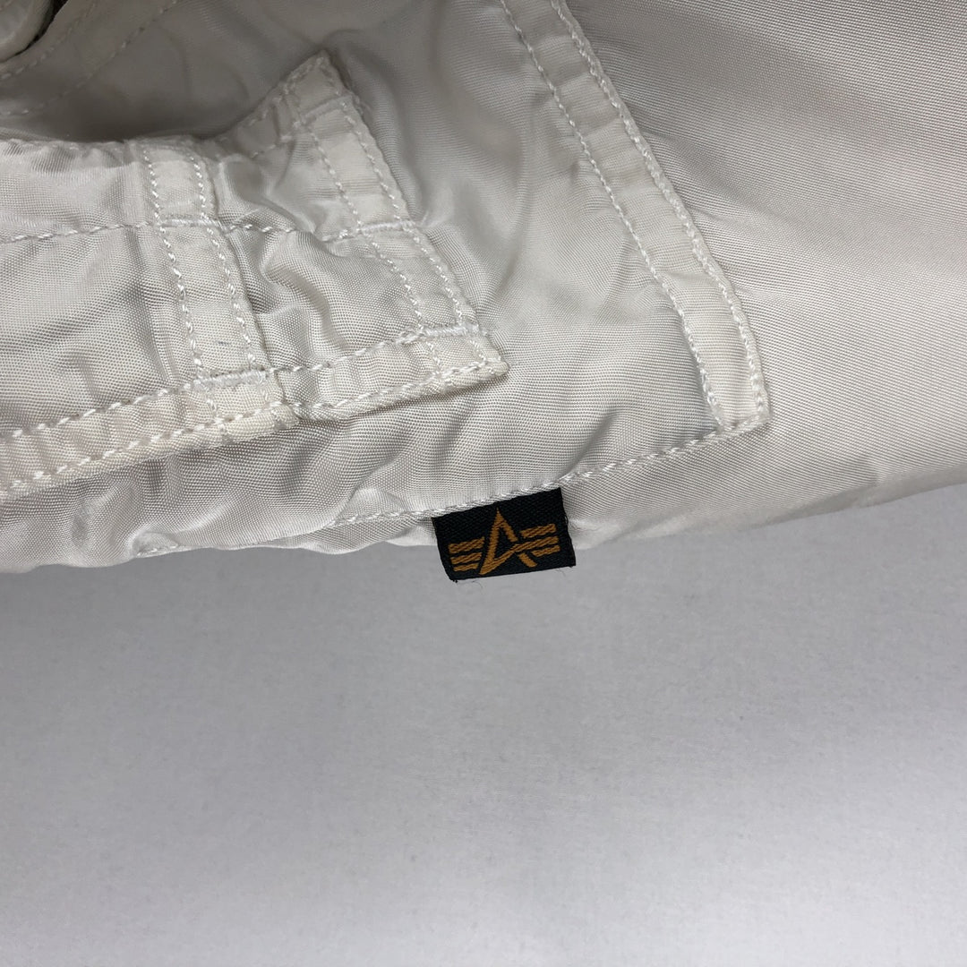 Civilian Alpha MA-1 style padded military flight jacket, men's size M Nylon white type Vintage Second Hand