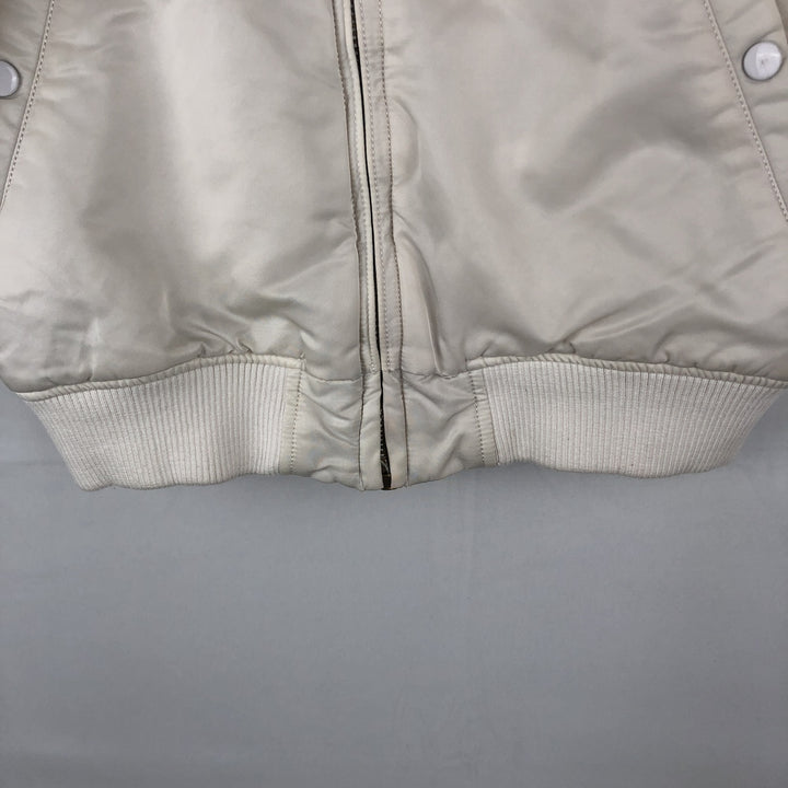 Civilian Alpha MA-1 style padded military flight jacket, men's size M Nylon white type Vintage Second Hand
