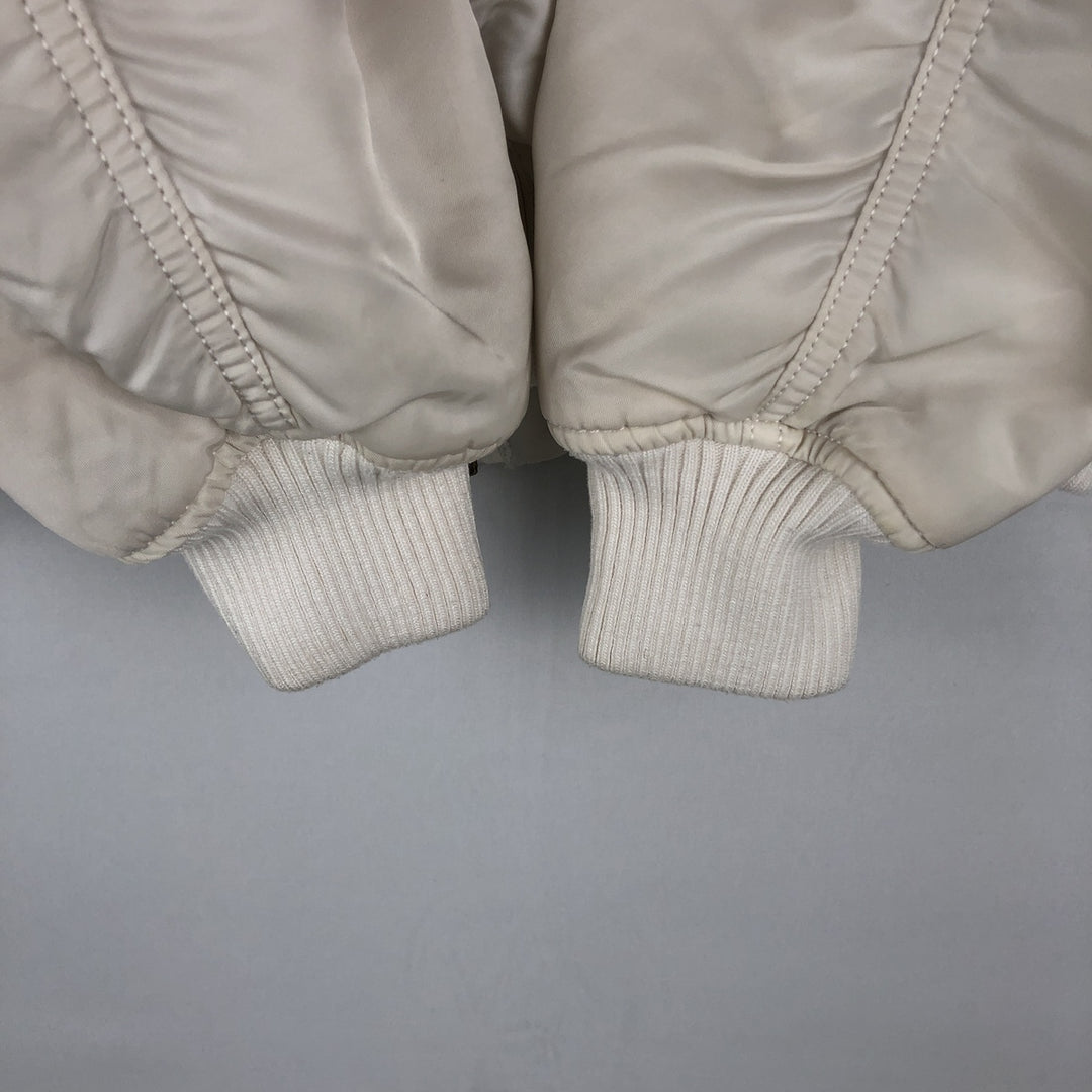 Civilian Alpha MA-1 style padded military flight jacket, men's size M Nylon white type Vintage Second Hand