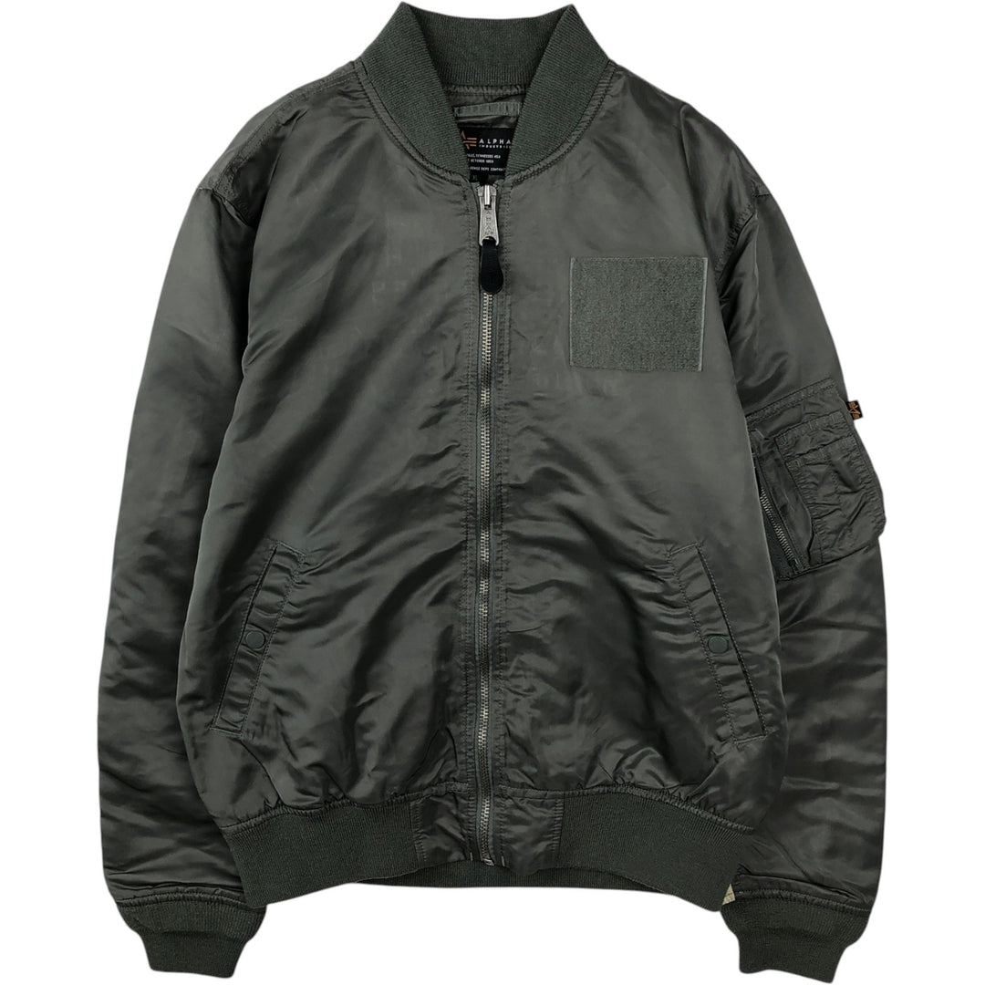 Civilian Alpha ALPHA Military Flight Jacket with Back Logo, Men's Size XL (approx.) Nylon Khaki type Vintage Second Hand