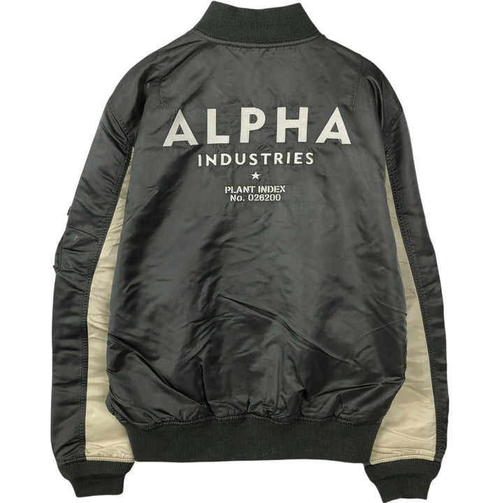 Civilian Alpha ALPHA Military Flight Jacket with Back Logo, Men's Size XL (approx.) Nylon Khaki type Vintage Second Hand