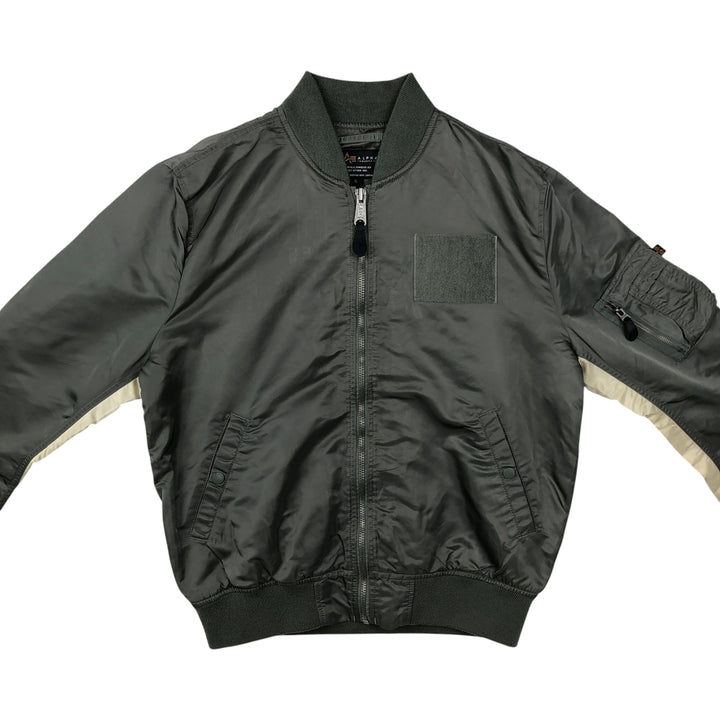 Civilian Alpha ALPHA Military Flight Jacket with Back Logo, Men's Size XL (approx.) Nylon Khaki type Vintage Second Hand