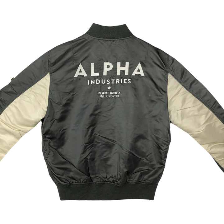 Civilian Alpha ALPHA Military Flight Jacket with Back Logo, Men's Size XL (approx.) Nylon Khaki type Vintage Second Hand