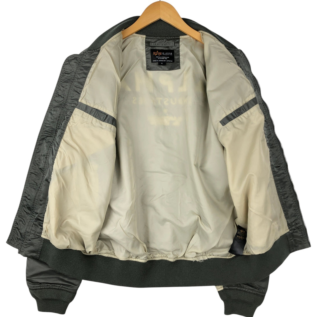 Civilian Alpha ALPHA Military Flight Jacket with Back Logo, Men's Size XL (approx.) Nylon Khaki type Vintage Second Hand