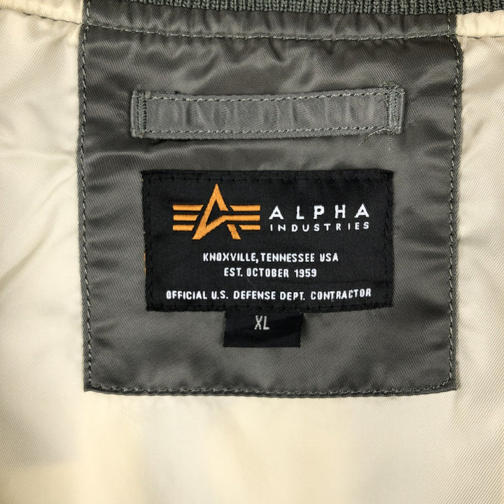 Civilian Alpha ALPHA Military Flight Jacket with Back Logo, Men's Size XL (approx.) Nylon Khaki type Vintage Second Hand