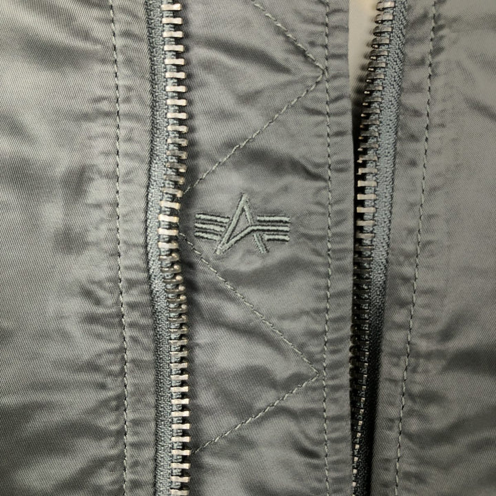Civilian Alpha ALPHA Military Flight Jacket with Back Logo, Men's Size XL (approx.) Nylon Khaki type Vintage Second Hand
