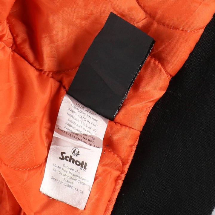 Civilian-made Schott TYPE-U padded military flight jacket, men's size XL equivalent. Nylon black type Vintage Second Hand