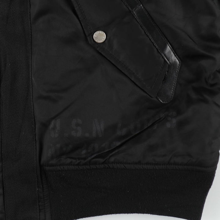 Civilian-made Schott TYPE-U padded military flight jacket, men's size XL equivalent. Nylon black type Vintage Second Hand