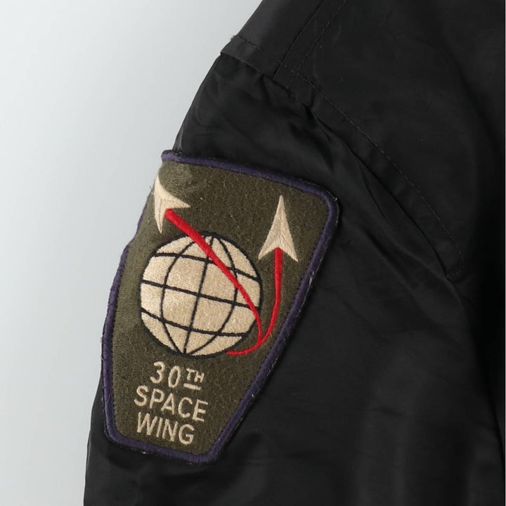Civilian-made Schott TYPE-U padded military flight jacket, men's size XL equivalent. Nylon black type Vintage Second Hand