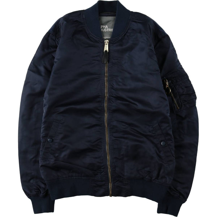 Civilian Alpha MA-1 Military Flight Jacket, Men's Size L Nylon navy blue type Vintage Second Hand