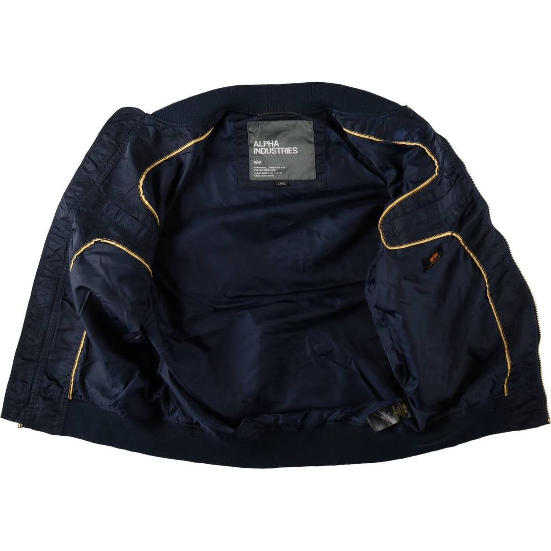 Civilian Alpha MA-1 Military Flight Jacket, Men's Size L Nylon navy blue type Vintage Second Hand