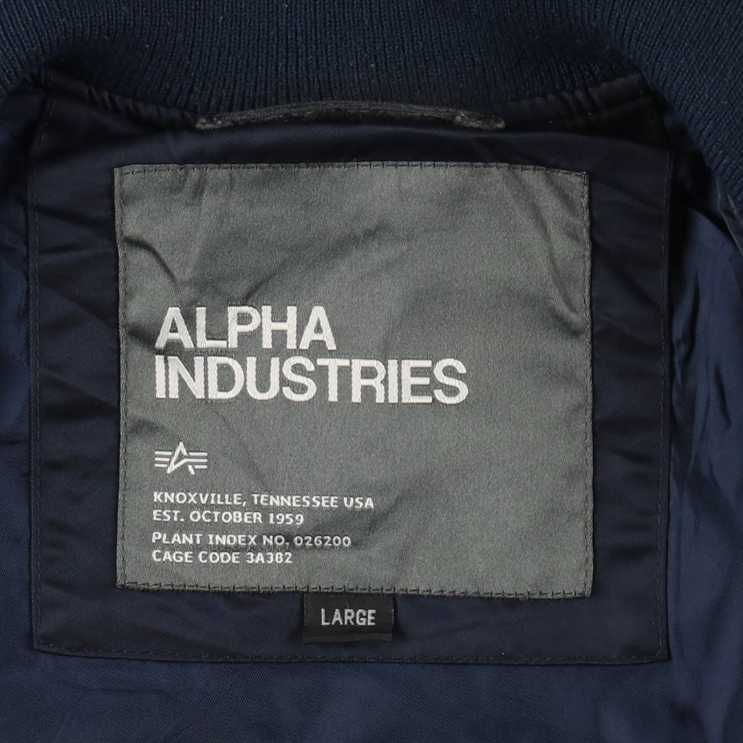 Civilian Alpha MA-1 Military Flight Jacket, Men's Size L Nylon navy blue type Vintage Second Hand