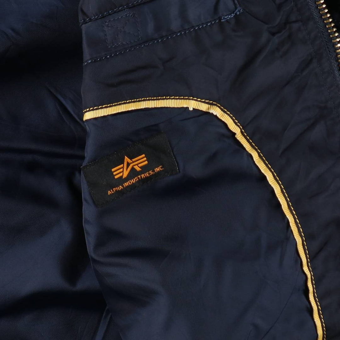 Civilian Alpha MA-1 Military Flight Jacket, Men's Size L Nylon navy blue type Vintage Second Hand
