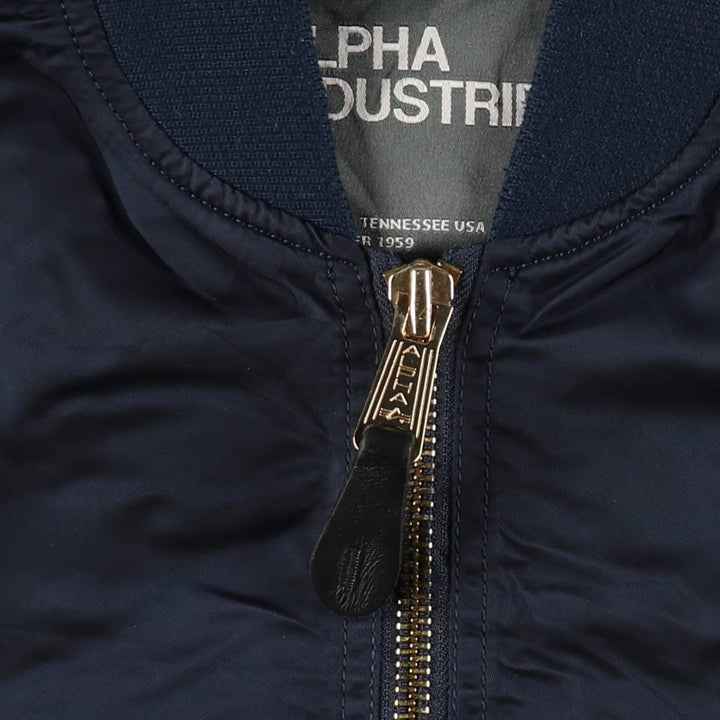 Civilian Alpha MA-1 Military Flight Jacket, Men's Size L Nylon navy blue type Vintage Second Hand