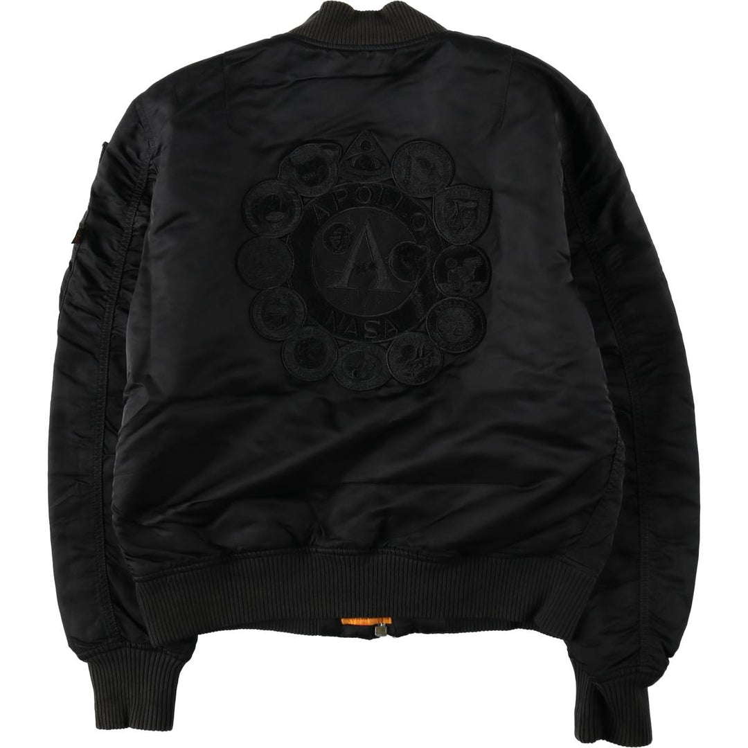 Alpha Industries MA-1 type NASA insulated military flight jacket, men's size M equivalent. Nylon black type Vintage Second Hand