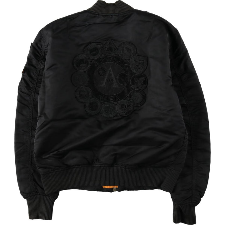 Alpha Industries MA-1 type NASA insulated military flight jacket, men's size M equivalent. Nylon black type Vintage Second Hand