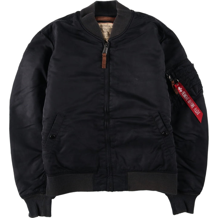 Civilian Alpha MA-1 style padded military flight jacket, men's size L Nylon black type Vintage Second Hand