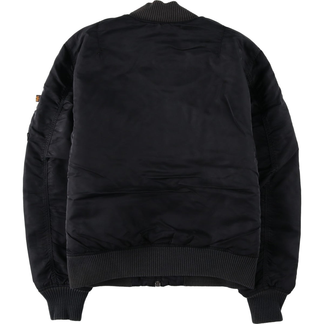 Civilian Alpha MA-1 style padded military flight jacket, men's size L Nylon black type Vintage Second Hand