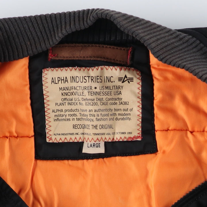 Civilian Alpha MA-1 style padded military flight jacket, men's size L Nylon black type Vintage Second Hand