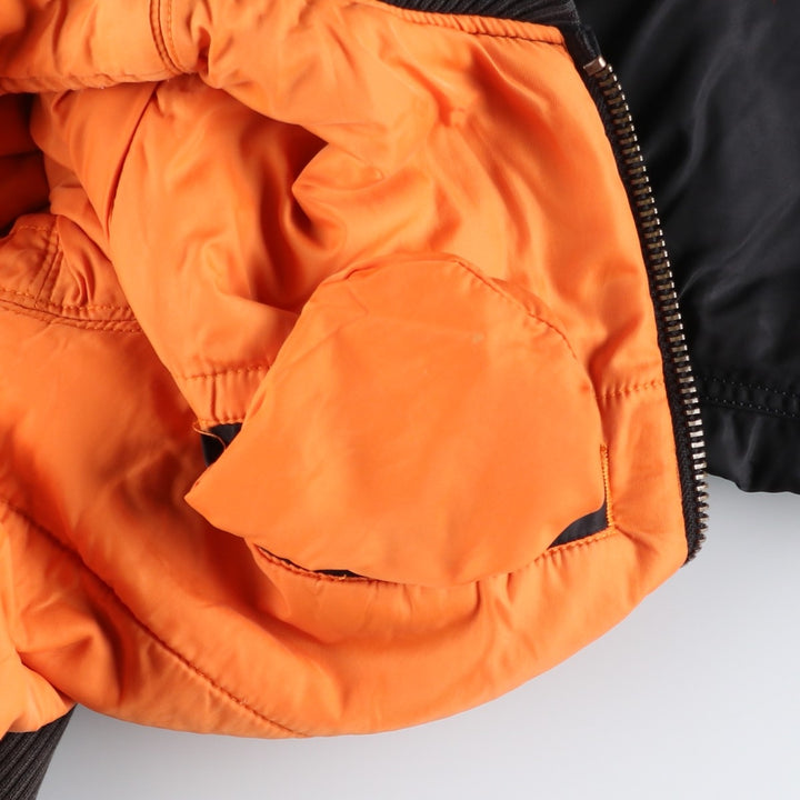 Civilian Alpha MA-1 style padded military flight jacket, men's size L Nylon black type Vintage Second Hand