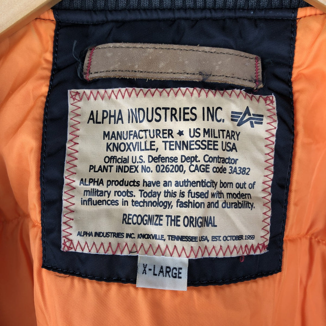 Alpha ALPHA Men's Padded Military Flight Jacket (Size XL) Nylon black type Vintage Second Hand