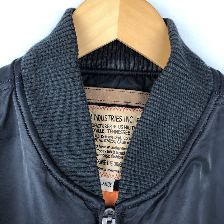 Alpha ALPHA Men's Padded Military Flight Jacket (Size XL) Nylon black type Vintage Second Hand