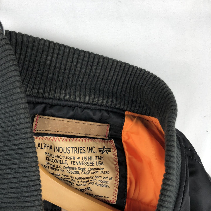 Alpha ALPHA Men's Padded Military Flight Jacket (Size XL) Nylon black type Vintage Second Hand