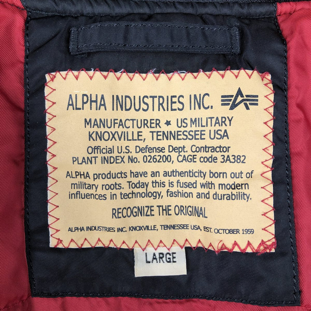 Civilian Alpha ALPHA padded military flight jacket, men's size L Nylon black type Vintage Second Hand