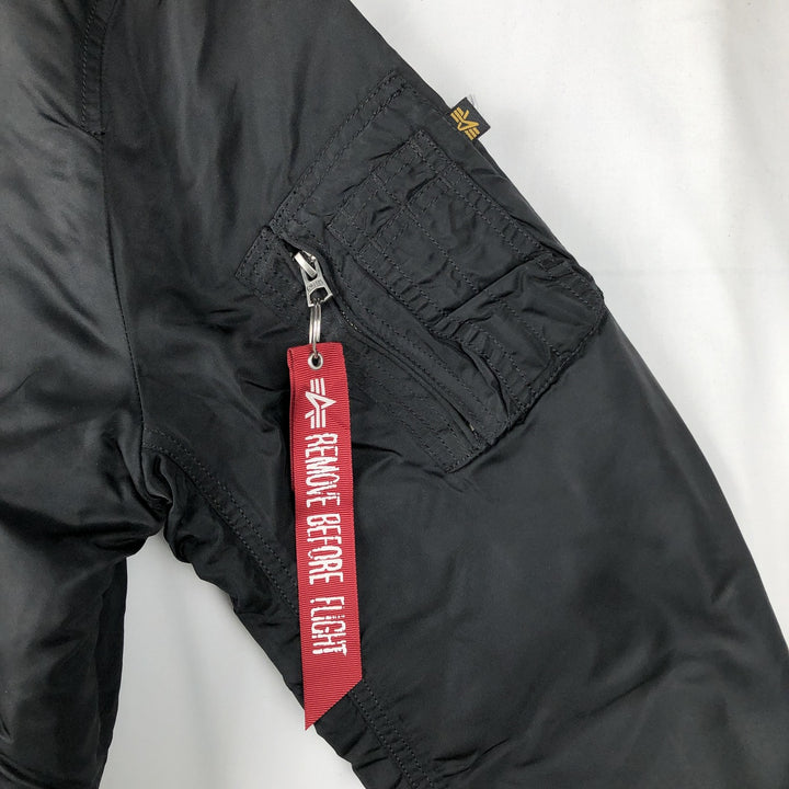 Civilian Alpha ALPHA padded military flight jacket, men's size L Nylon black type Vintage Second Hand