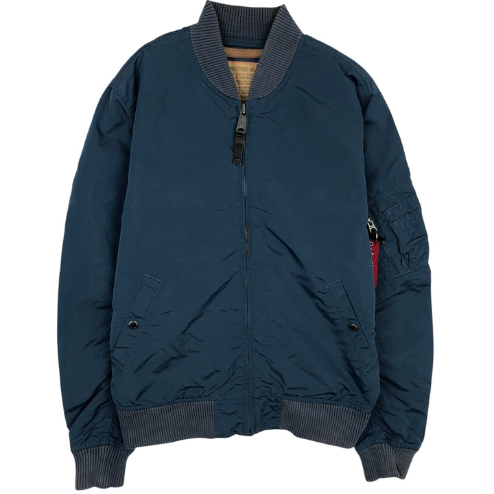 Civilian Alpha MA-1 Military Flight Jacket, Men's Size L Nylon navy blue type Vintage Second Hand
