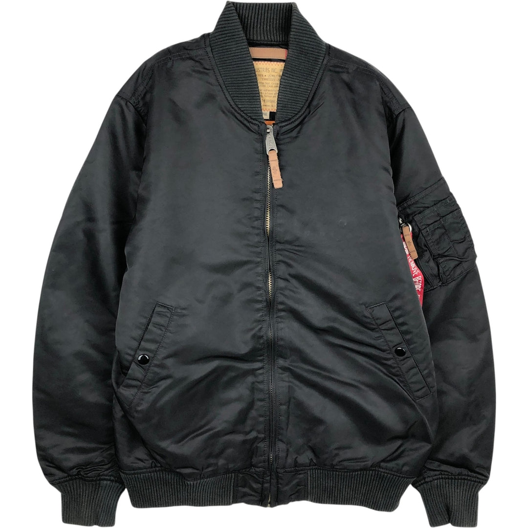 Civilian Alpha MA-1 style padded military flight jacket, men's size L Nylon black type Vintage Second Hand