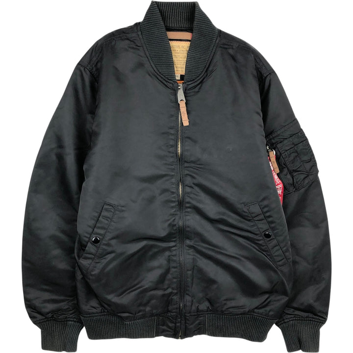 Civilian Alpha MA-1 style padded military flight jacket, men's size L Nylon black type Vintage Second Hand