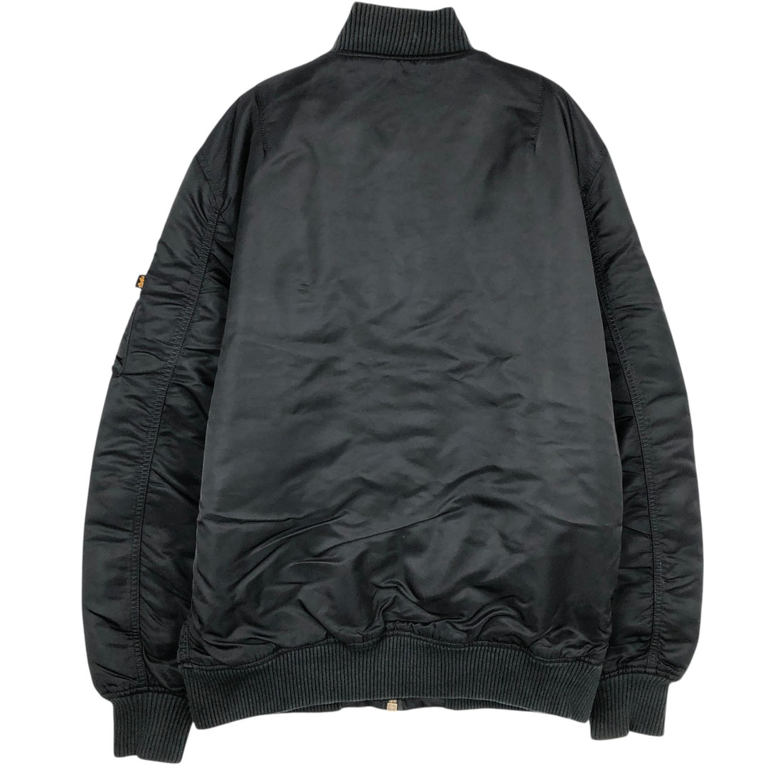 Civilian Alpha MA-1 style padded military flight jacket, men's size L Nylon black type Vintage Second Hand
