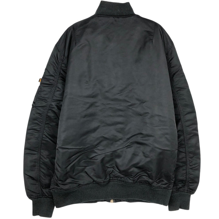Civilian Alpha MA-1 style padded military flight jacket, men's size L Nylon black type Vintage Second Hand