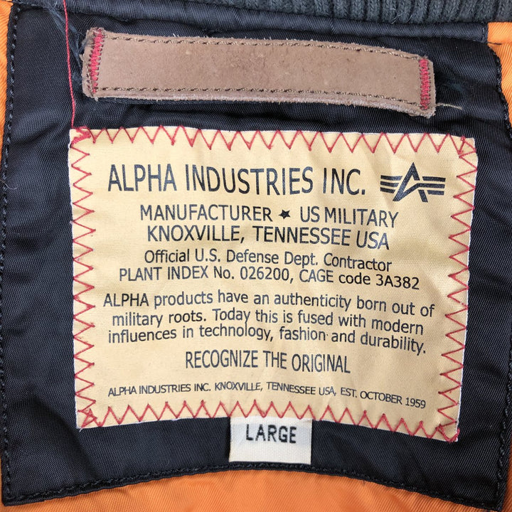 Civilian Alpha MA-1 style padded military flight jacket, men's size L Nylon black type Vintage Second Hand