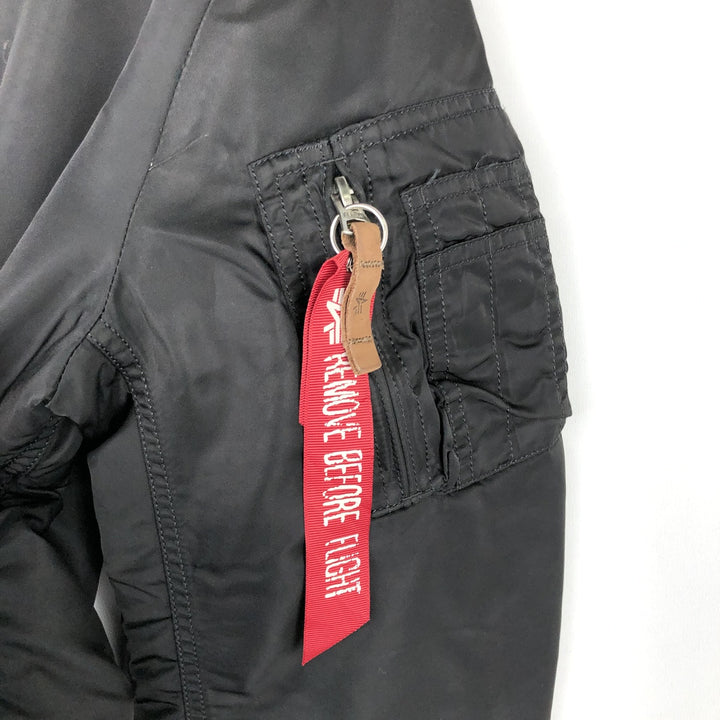 Civilian Alpha MA-1 style padded military flight jacket, men's size L Nylon black type Vintage Second Hand