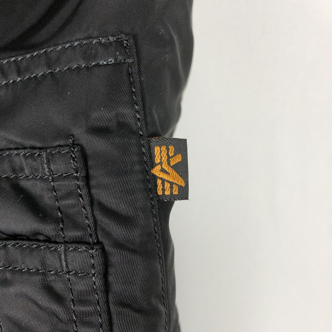 Civilian Alpha MA-1 style padded military flight jacket, men's size L Nylon black type Vintage Second Hand
