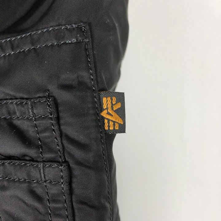 Civilian Alpha MA-1 style padded military flight jacket, men's size L Nylon black type Vintage Second Hand
