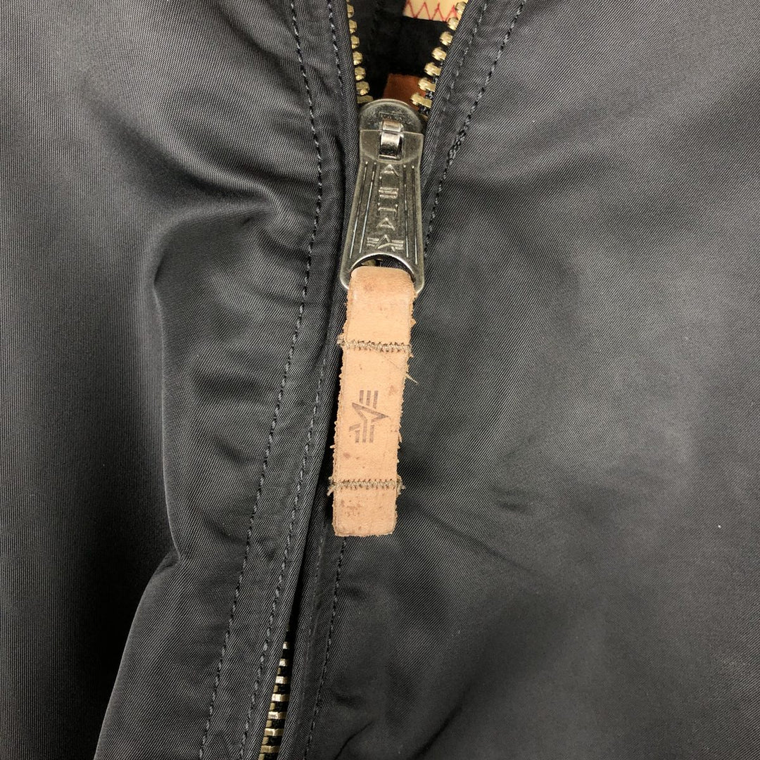 Civilian Alpha MA-1 style padded military flight jacket, men's size L Nylon black type Vintage Second Hand