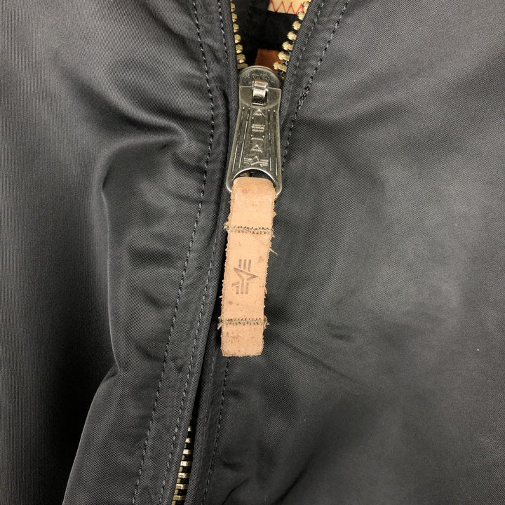Civilian Alpha MA-1 style padded military flight jacket, men's size L Nylon black type Vintage Second Hand