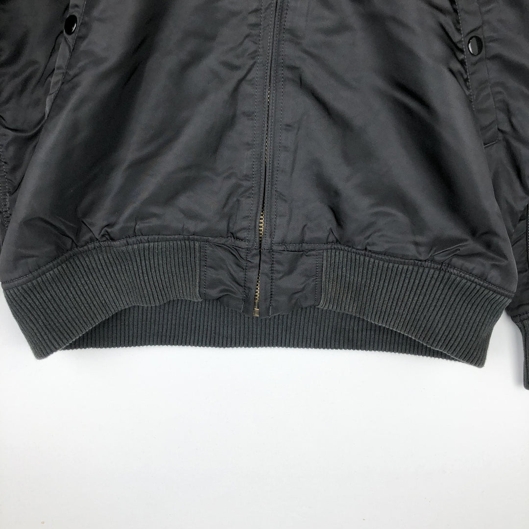 Civilian Alpha MA-1 style padded military flight jacket, men's size L Nylon black type Vintage Second Hand