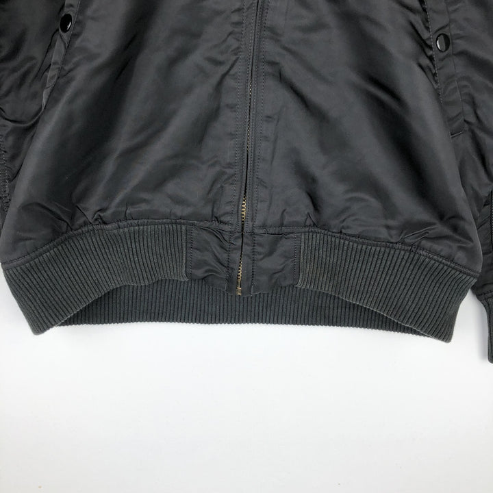 Civilian Alpha MA-1 style padded military flight jacket, men's size L Nylon black type Vintage Second Hand