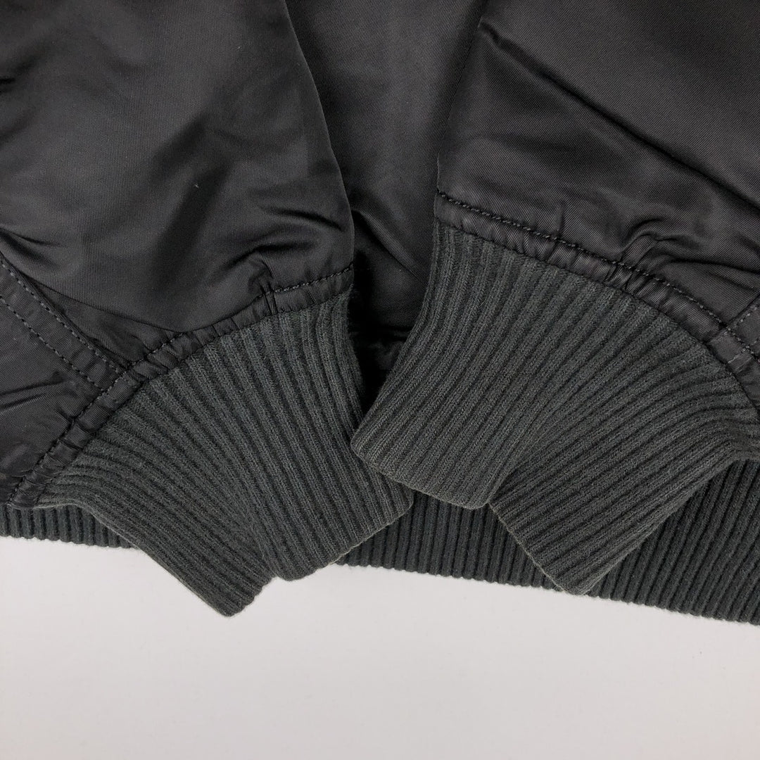 Civilian Alpha MA-1 style padded military flight jacket, men's size L Nylon black type Vintage Second Hand