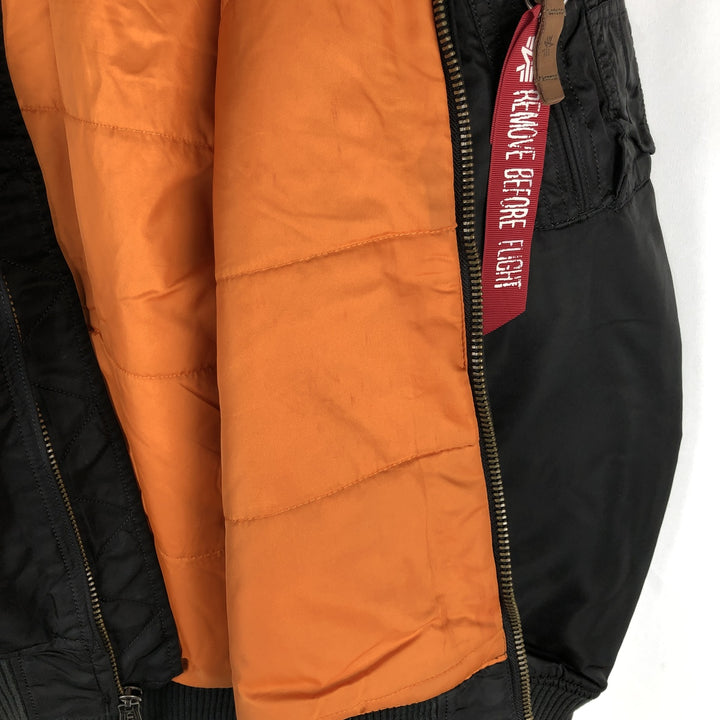 Civilian Alpha MA-1 style padded military flight jacket, men's size L Nylon black type Vintage Second Hand