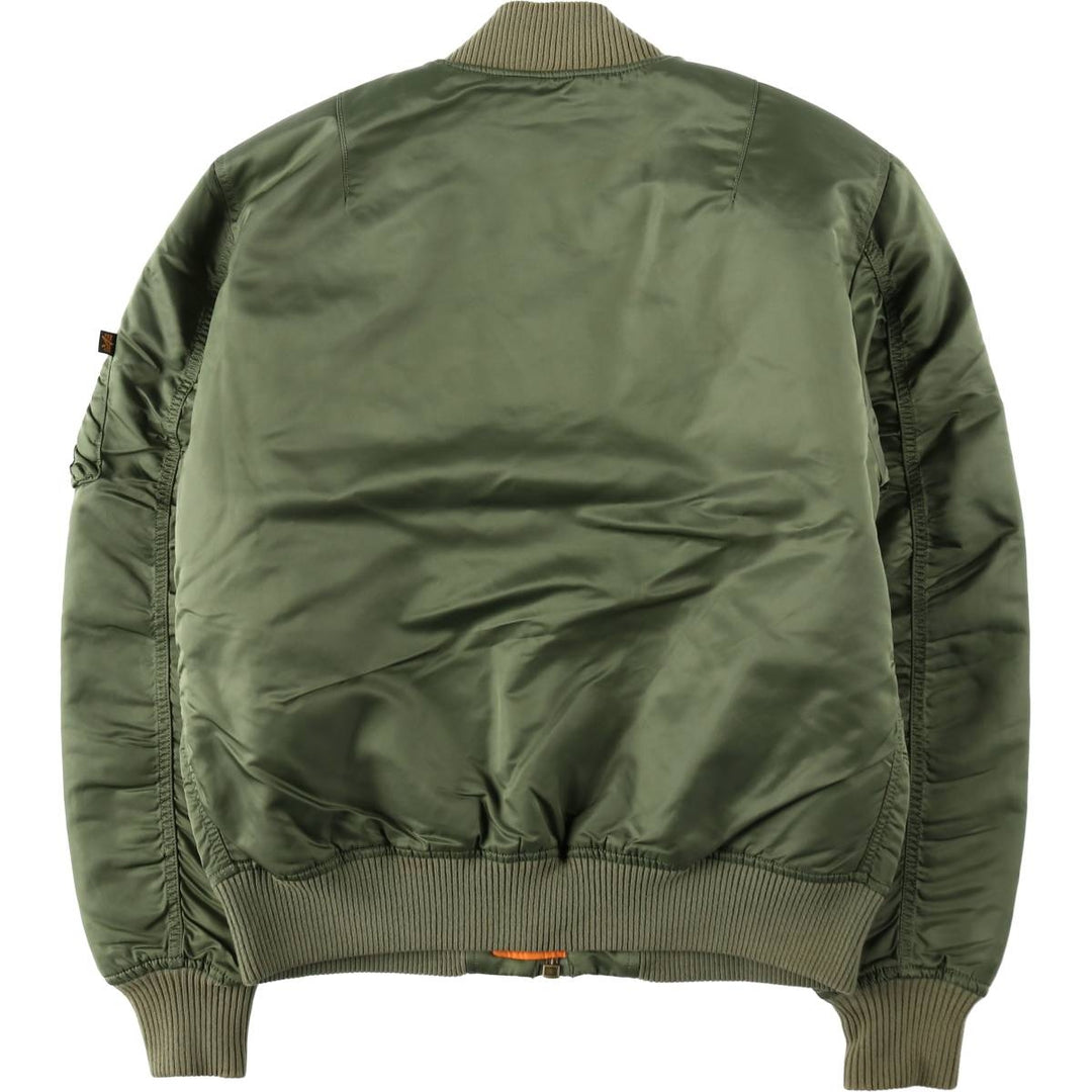 Civilian Alpha MA-1 style padded military flight jacket, men's size L Nylon Khaki type Vintage Second Hand