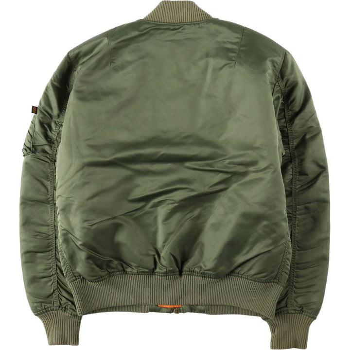 Civilian Alpha MA-1 style padded military flight jacket, men's size L Nylon Khaki type Vintage Second Hand