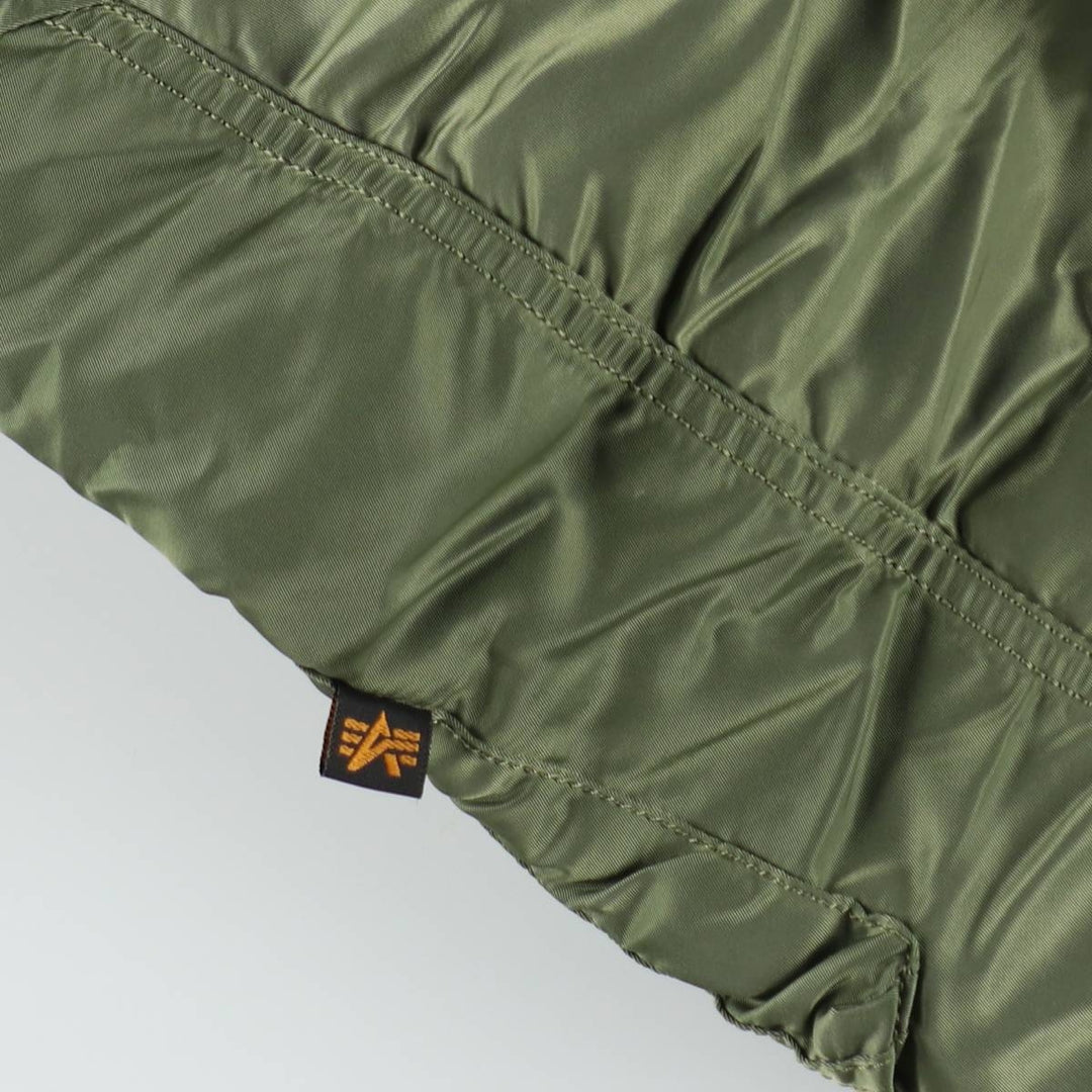 Civilian Alpha MA-1 style padded military flight jacket, men's size L Nylon Khaki type Vintage Second Hand