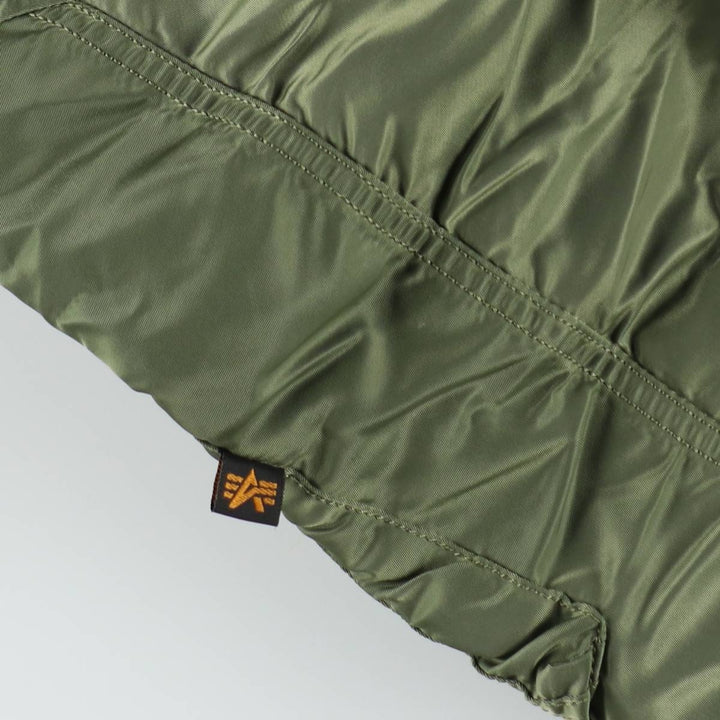 Civilian Alpha MA-1 style padded military flight jacket, men's size L Nylon Khaki type Vintage Second Hand