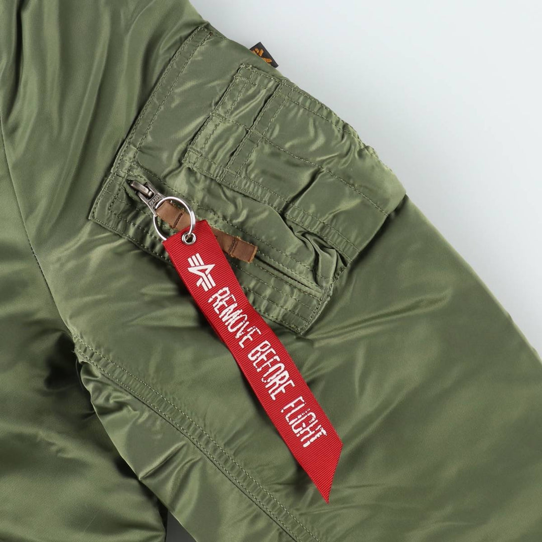 Civilian Alpha MA-1 style padded military flight jacket, men's size L Nylon Khaki type Vintage Second Hand